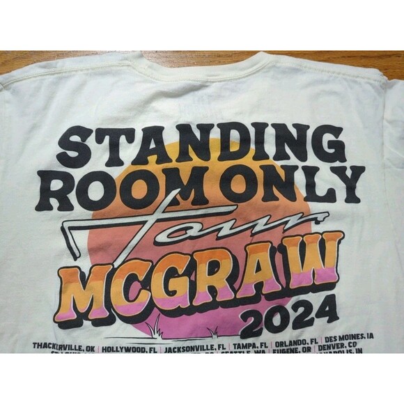 Tim McGraw T-Shirt XL 2024 Standing Room Only Tour Dates Concert Graphic Cotton - Picture 7 of 7